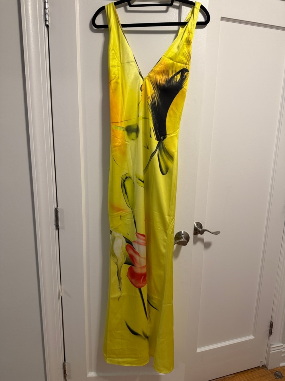 Yellow Floral V-Neck Maxi Dress